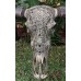 HUGH REAL HAND CARVED BULL SKULL Grey Flowers RARE UNIQUE Animal Cow Bali   132725842145